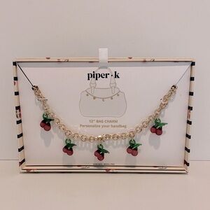 Piper K Gold Bag Charm with Red Cherries 🍒
